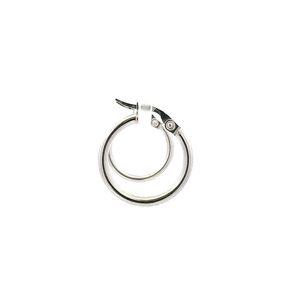10K White Gold 2mm Tube Hoop Earrings - Medium