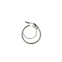 10K White Gold 2mm Tube Hoop Earrings - Medium