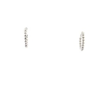 10K Mini Huggie White Gold Beaded Earrings