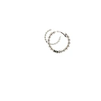10K Mini Huggie White Gold Beaded Earrings