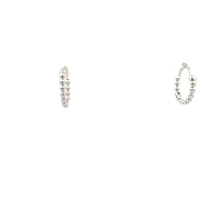 10K Mini Huggie White Gold Beaded Earrings