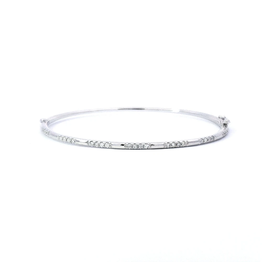 14K White Gold Diamond Bangle