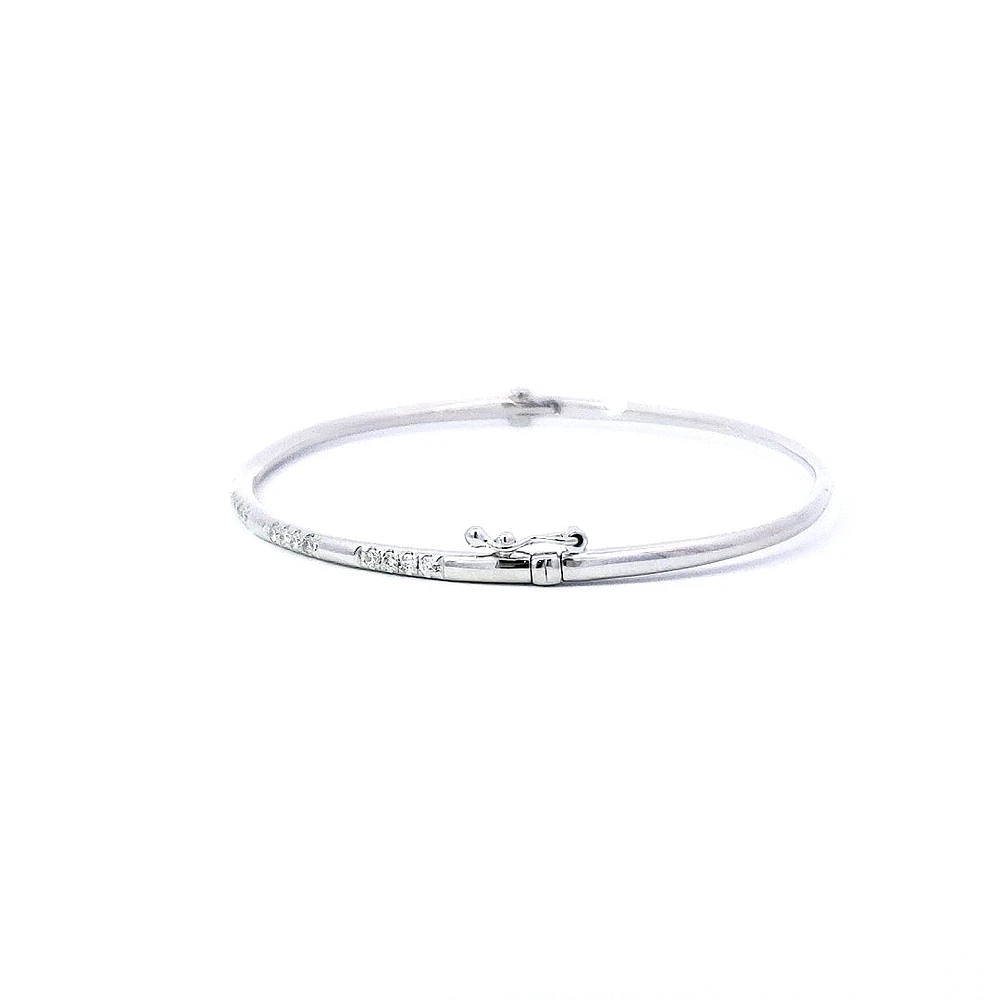 14K White Gold Diamond Bangle