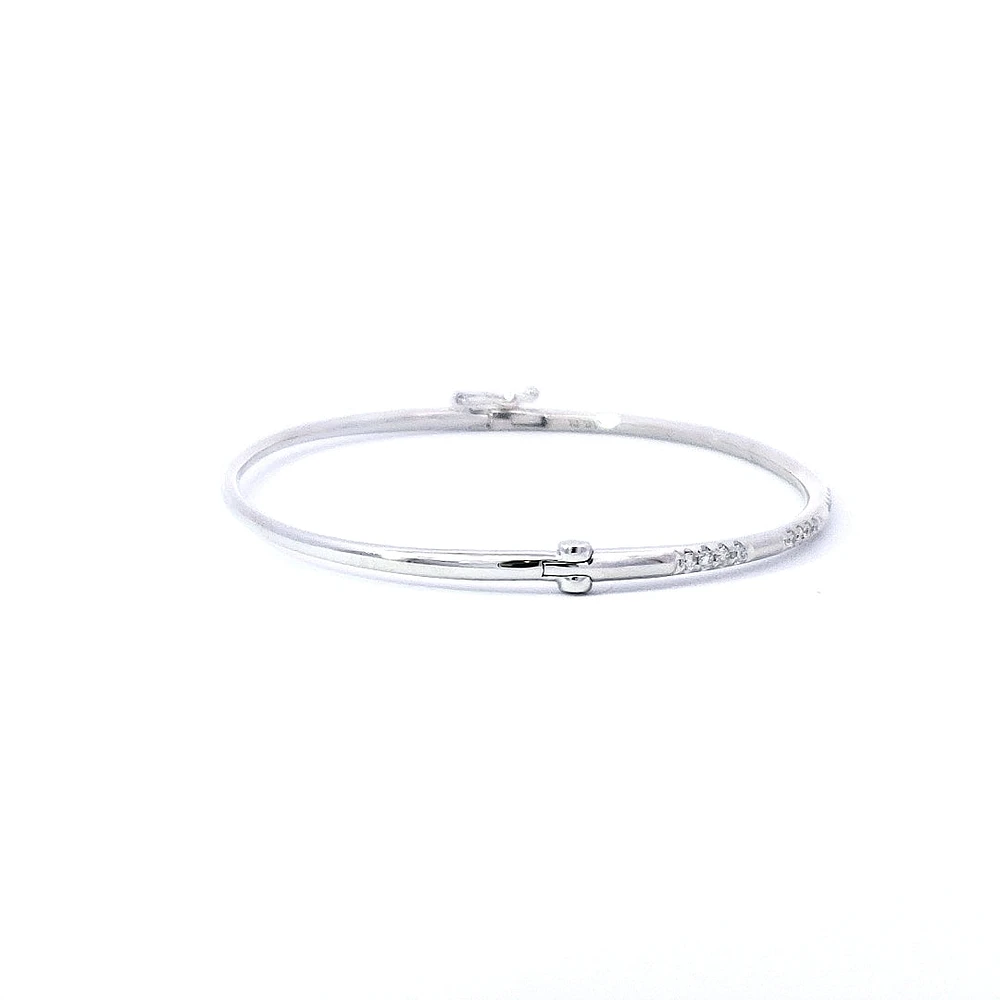 14K White Gold Diamond Bangle