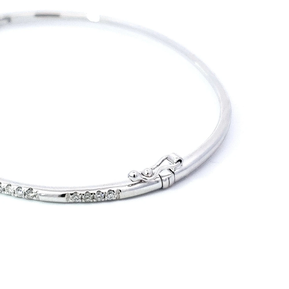 14K White Gold Diamond Bangle