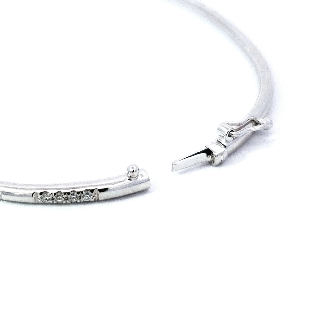 14K White Gold Diamond Bangle