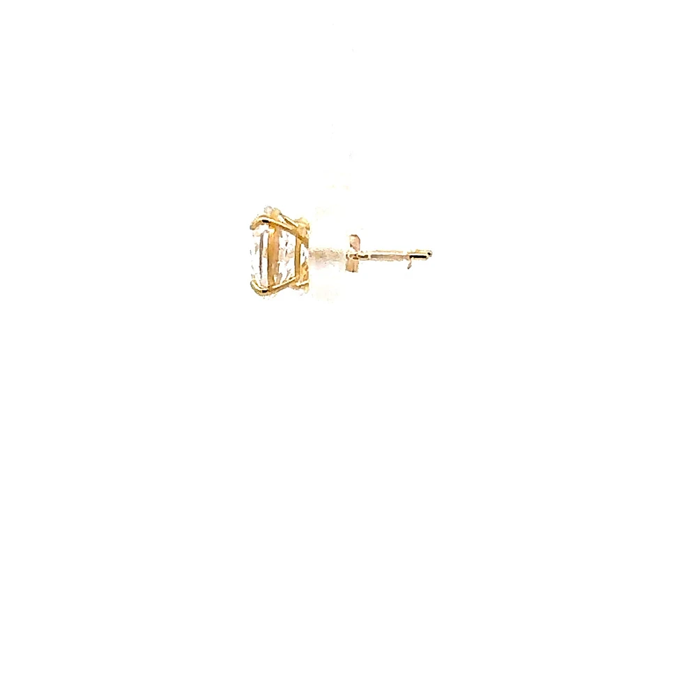 14K Gold 7mm Round Cubic Zirconia Stud Earrings