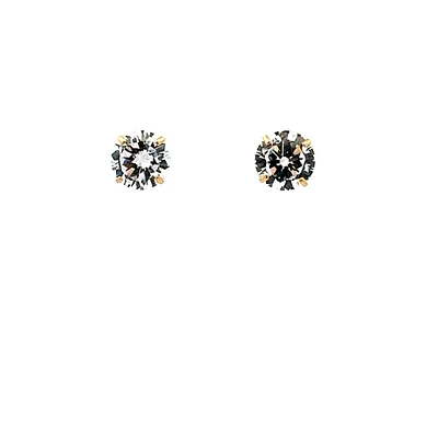 14K Gold 7mm Round Cubic Zirconia Stud Earrings
