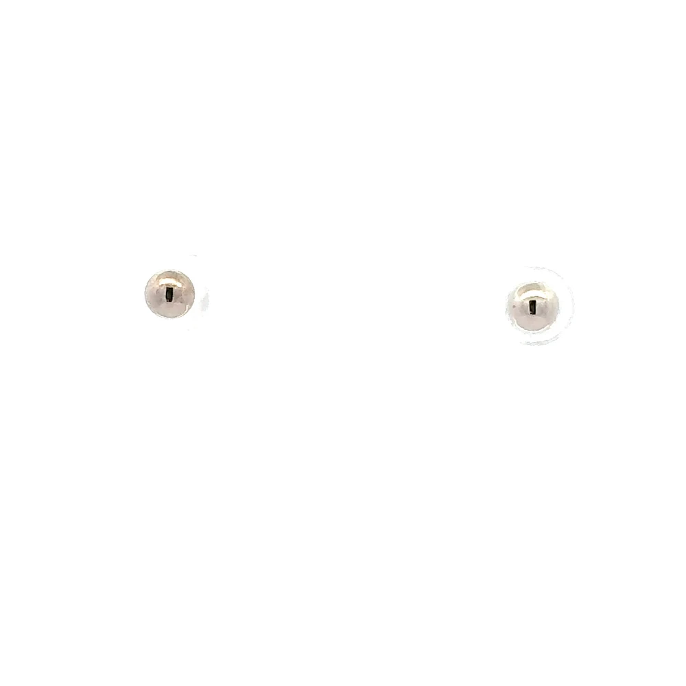 14K White Gold Ball Stud Earrings 5mm