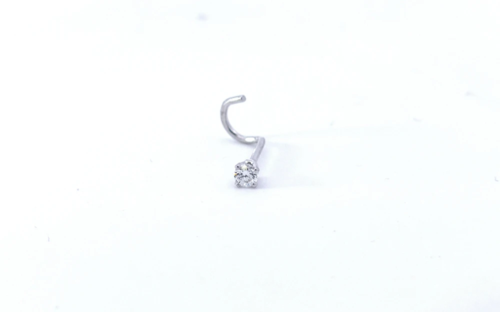 14K White Gold 0.04cttw Diamond Nose Stud