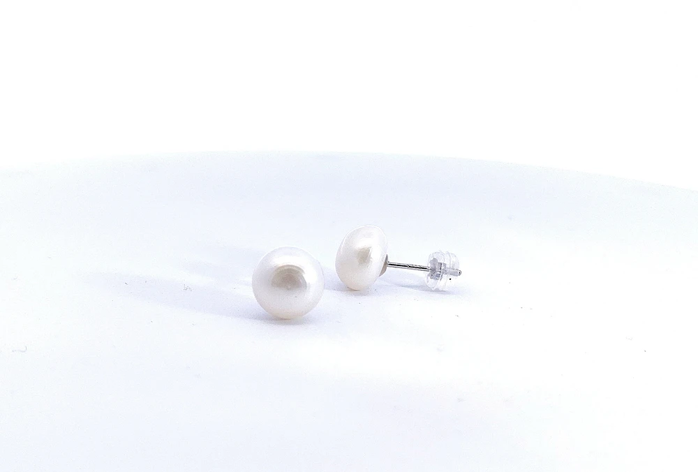 925 Sterling Silver 9-10mm Fresh Water Pearl Earrings