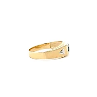 10K Yellow Gold 4mm Genuine Sapphire and 0.016cttw Diamond Ring - Size 10