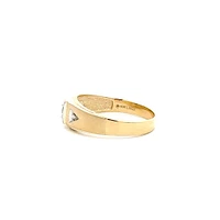10K Yellow Gold 4mm Genuine Sapphire and 0.016cttw Diamond Ring - Size 10