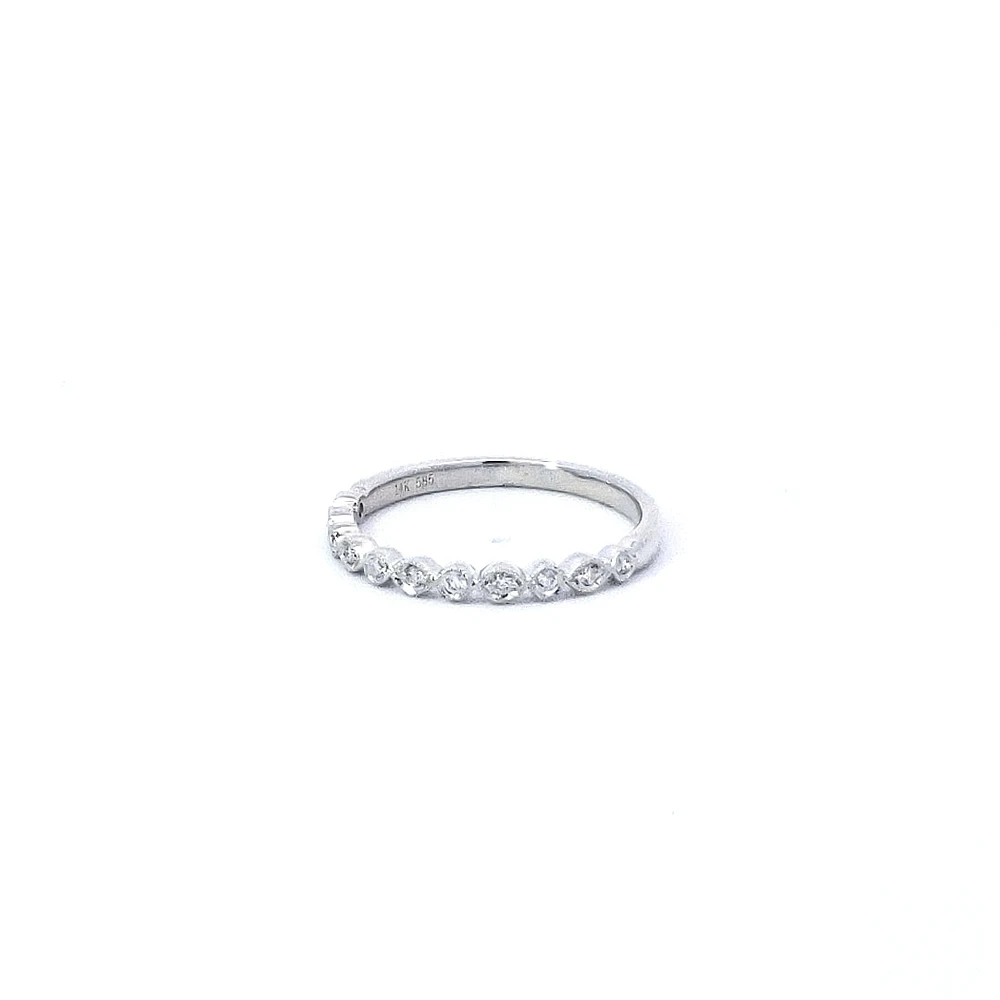 14K White Gold 0.09cttw Diamond Milgrain Band