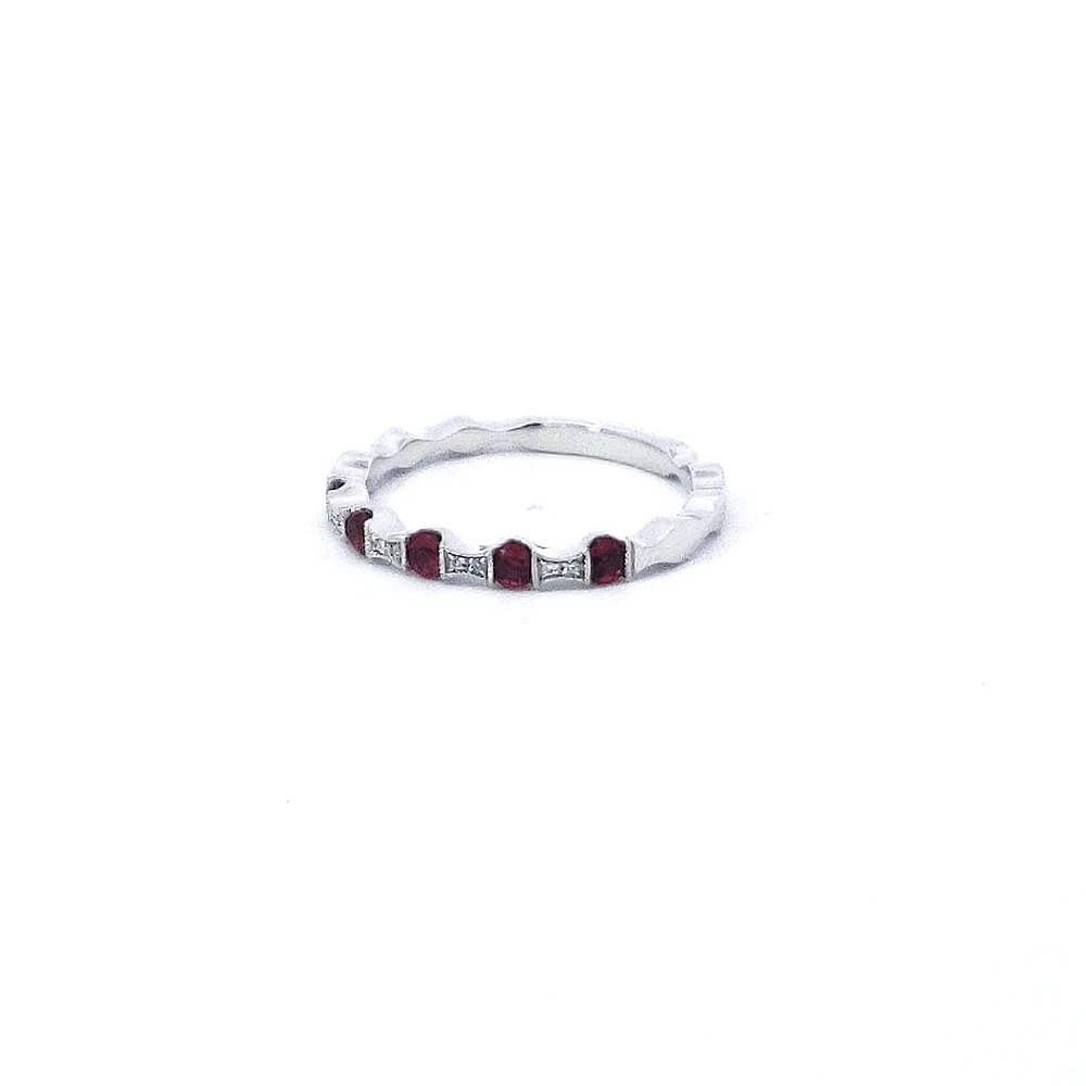 14K White Gold Ruby & Diamond Ring