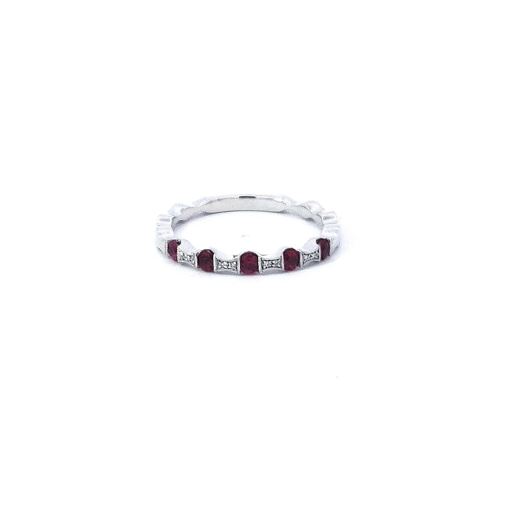 14K White Gold Ruby & Diamond Ring