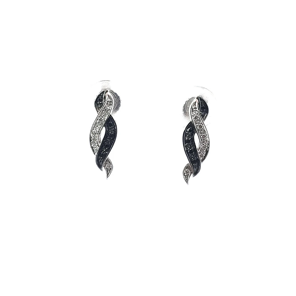 10K White Gold 0.05 cttw Black Diamond Earrings