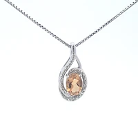 925 Sterling Silver Citrine & Diamond Necklace