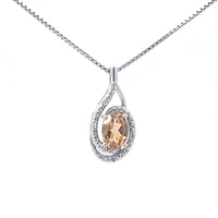 925 Sterling Silver Citrine & Diamond Necklace