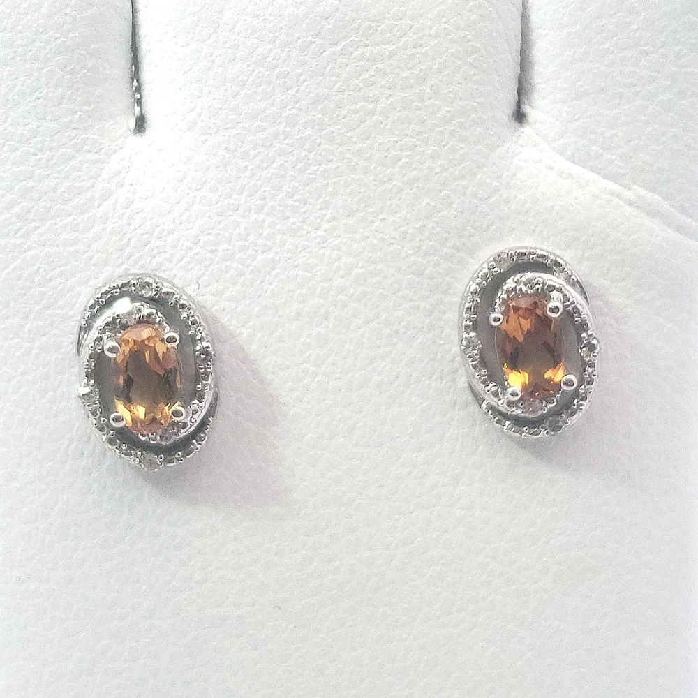925 Sterling Silver & Diamond Halo Stud Earrings