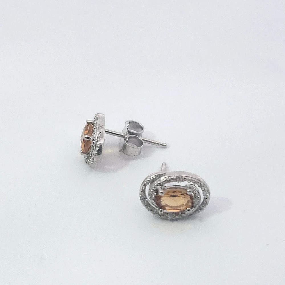 925 Sterling Silver & Diamond Halo Stud Earrings