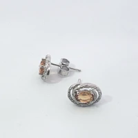 925 Sterling Silver & Diamond Halo Stud Earrings