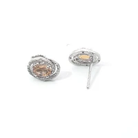 925 Sterling Silver & Diamond Halo Stud Earrings
