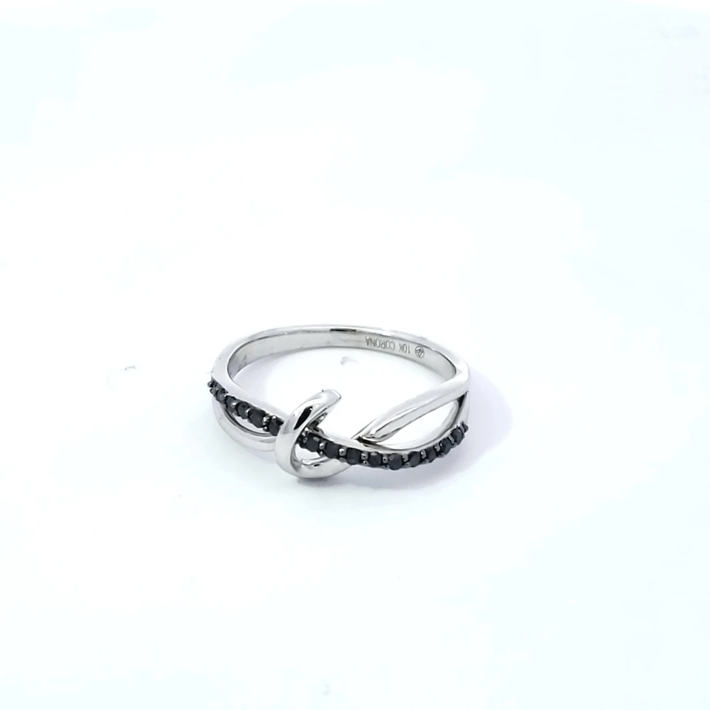 10K White Gold 0.15 cttw Black Diamond Ring