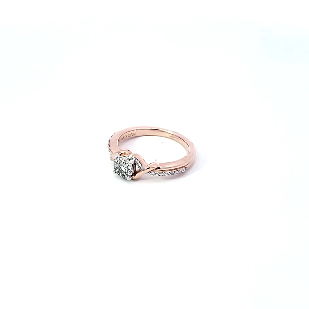 10K White and Rose Gold 0.19 cttw Diamond Ring