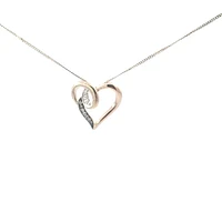 10K Yellow Gold 0.035 cttw Brown Diamond Heart Pendant, 18"