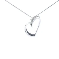 10K White Gold 0.09 cttw Black Diamond Heart Pendant, 18"