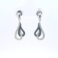 10K White Gold 0.33 cttw Black Diamond Earrings