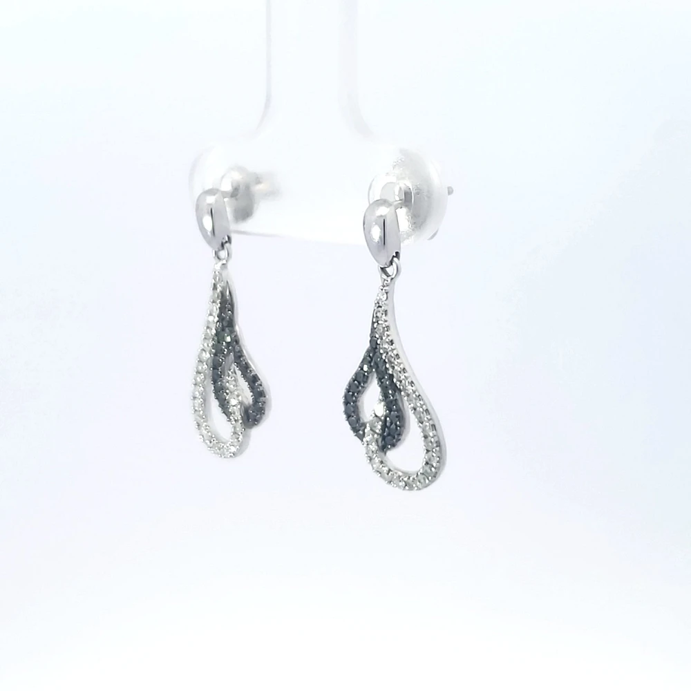 10K White Gold 0.33 cttw Black Diamond Earrings
