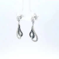 10K White Gold 0.33 cttw Black Diamond Earrings