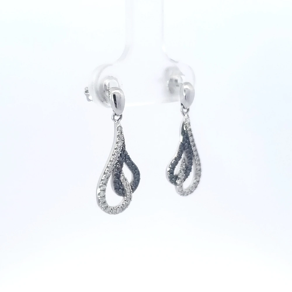 10K White Gold 0.33 cttw Black Diamond Earrings