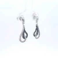 10K White Gold 0.33 cttw Black Diamond Earrings