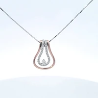10K Two Tone Rose and White Gold 0.20cttw Diamond Pendant, 18"