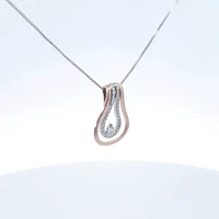 10K Two Tone Rose and White Gold 0.20cttw Diamond Pendant, 18"