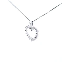 10K White Gold 0.05 cttw Diamond and Pink Sapphire Heart Pendant, 18"