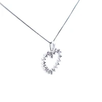 10K White Gold 0.05 cttw Diamond and Pink Sapphire Heart Pendant, 18"