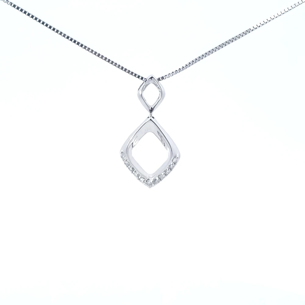 10K White Gold 0.11cttw Diamond Pendant, 18"