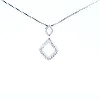 10K White Gold 0.11cttw Diamond Pendant, 18"