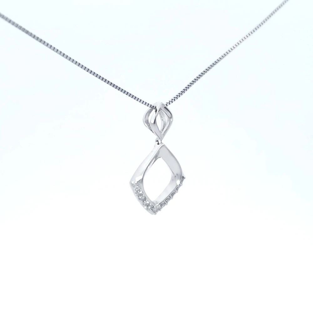 10K White Gold 0.11cttw Diamond Pendant, 18"