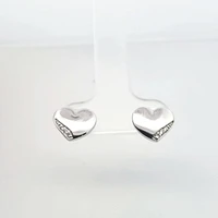 10K White Gold 0.024 cttw Diamond Heart Earrings