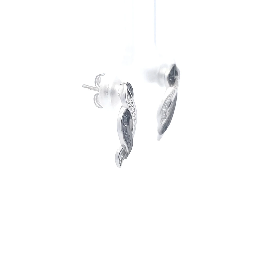 10K White Gold 0.05 cttw Black Diamond Earrings