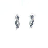10K White Gold 0.05 cttw Black Diamond Earrings