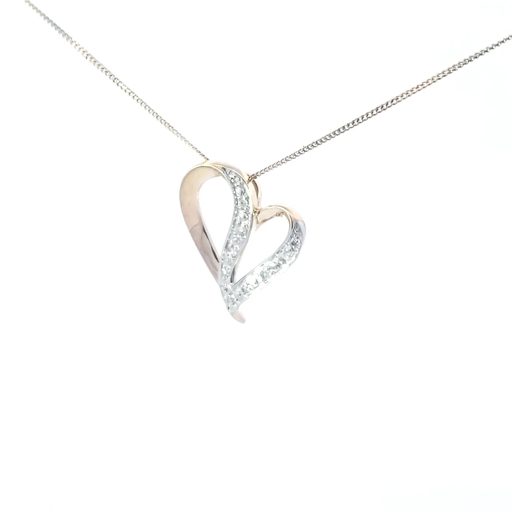 10K Yellow Gold 0.06 cttw Diamond Heart Pendant, 18"