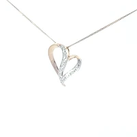 10K Yellow Gold 0.06 cttw Diamond Heart Pendant, 18"