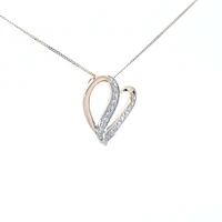 10K Yellow Gold 0.06 cttw Diamond Heart Pendant, 18"