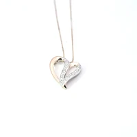 10K Yellow Gold 0.06 cttw Diamond Heart Pendant, 18"